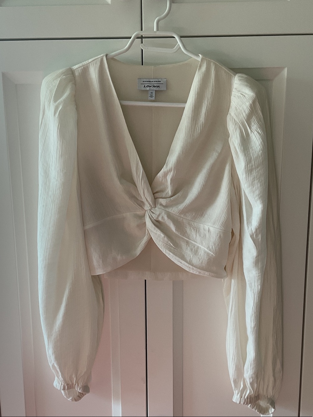 & OTHER STORIES A New Day Cream Twist-Front V-Neck Long Sleeve Blouse